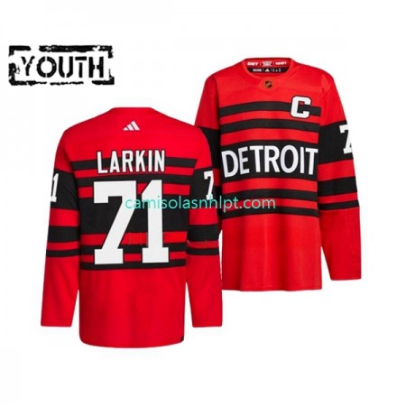 Camiseta Detroit Red Wings DYLAN LARKIN 71 Adidas 2022-2023 Reverse Retro Vermelho Authentic - Criança